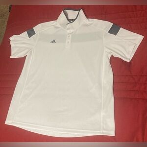 Adidas Men's White and Gray Polo Shirt